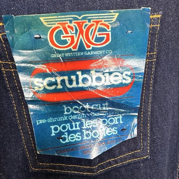 Vintage 80s GWG Jeans Mens 36x32 Scrubbies Bootcut Dark Wash Denim Deadstock NWT - Picture 4 of 9